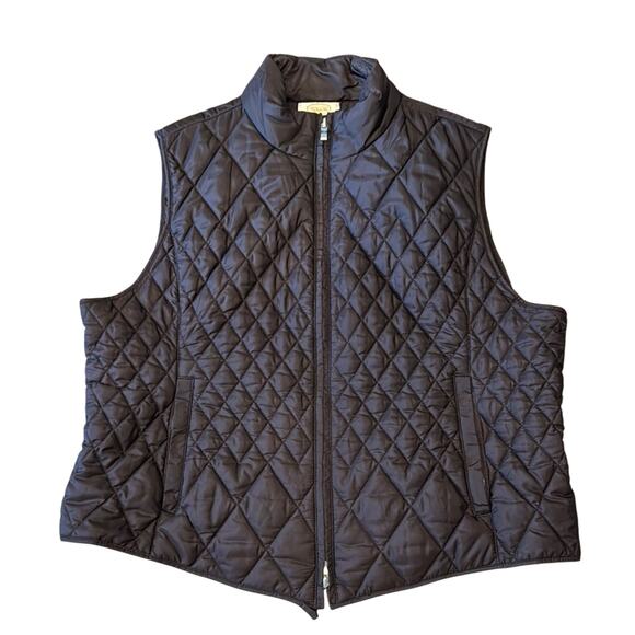 Talbots Petites Brown Quilted Zip Vest Size XL - Picture 1 of 7